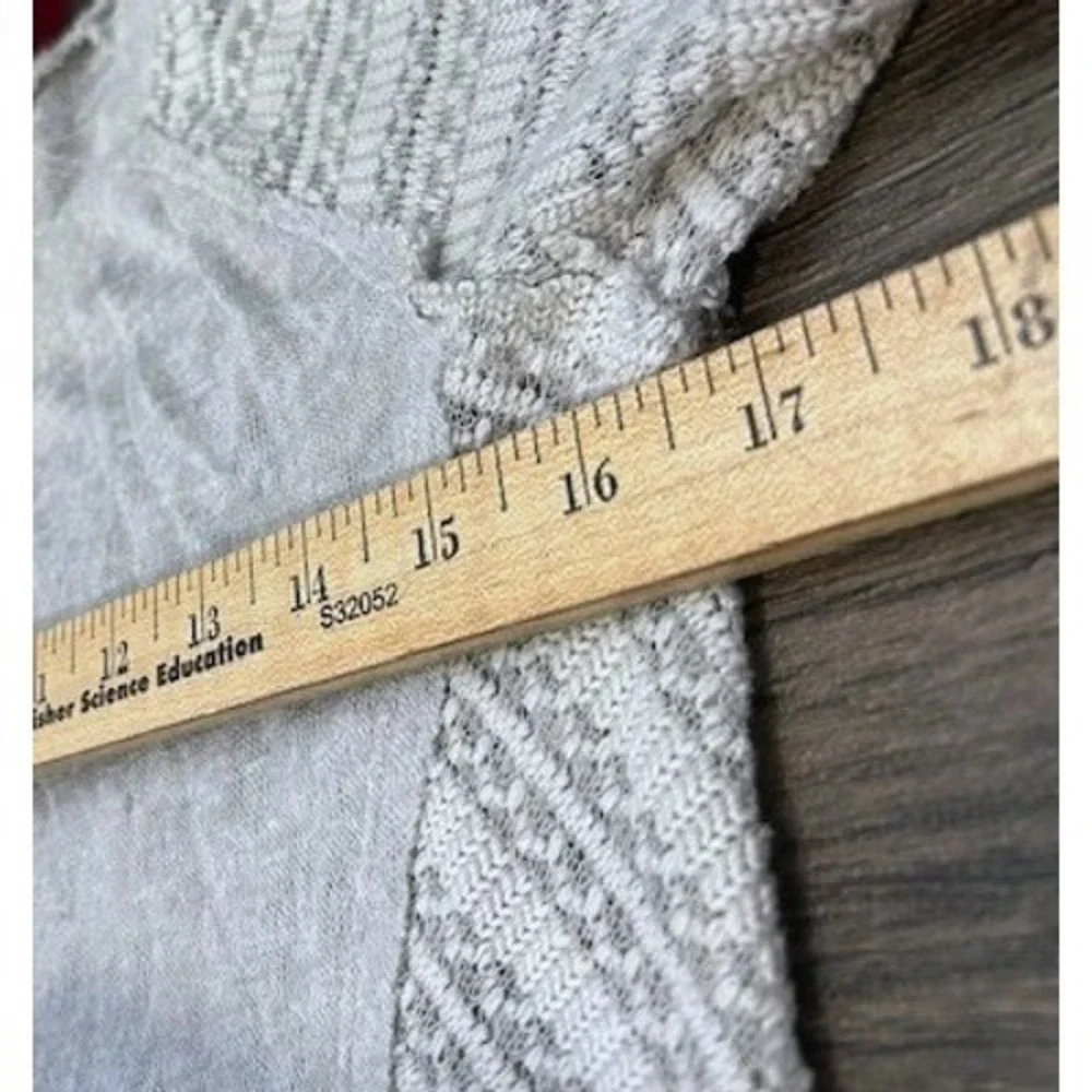 Xhilaration Womens S Gray Knit Sweater Lace Inset Lagenlook Raw Seams Semi-Sheer